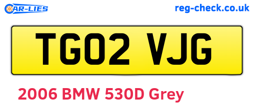 TG02VJG are the vehicle registration plates.