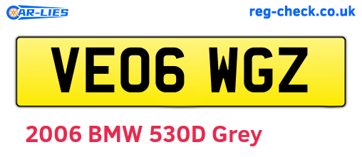 VE06WGZ are the vehicle registration plates.