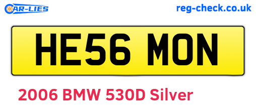 HE56MON are the vehicle registration plates.