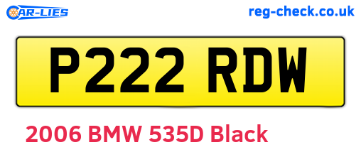 P222RDW are the vehicle registration plates.