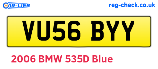 VU56BYY are the vehicle registration plates.