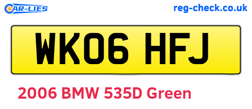 WK06HFJ are the vehicle registration plates.