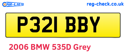 P321BBY are the vehicle registration plates.