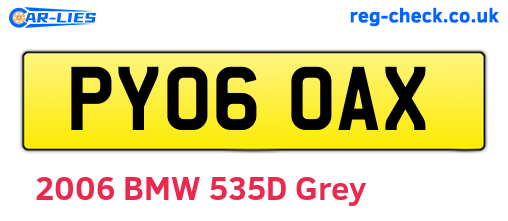 PY06OAX are the vehicle registration plates.