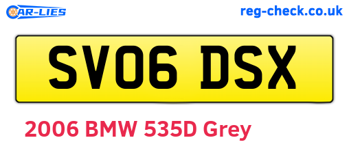 SV06DSX are the vehicle registration plates.