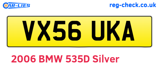 VX56UKA are the vehicle registration plates.