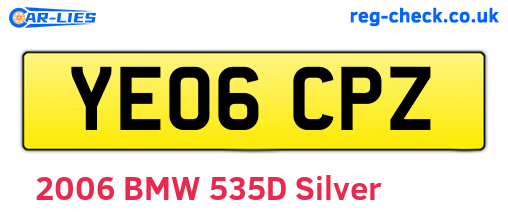 YE06CPZ are the vehicle registration plates.