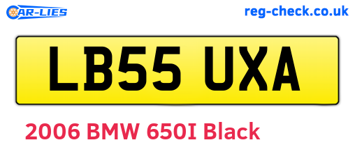 LB55UXA are the vehicle registration plates.