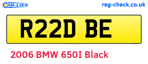 R22DBE are the vehicle registration plates.