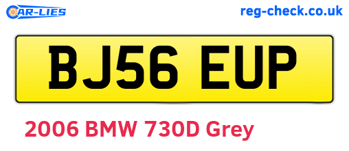 BJ56EUP are the vehicle registration plates.