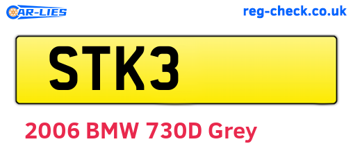 STK3 are the vehicle registration plates.