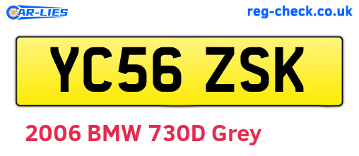 YC56ZSK are the vehicle registration plates.