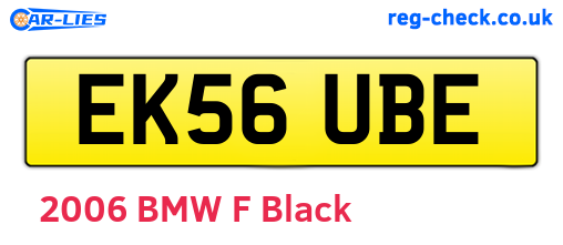 EK56UBE are the vehicle registration plates.