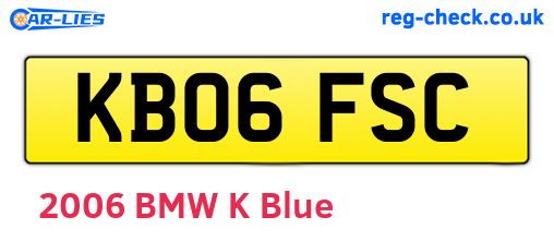 KB06FSC are the vehicle registration plates.