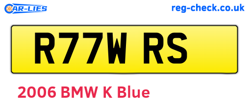 R77WRS are the vehicle registration plates.
