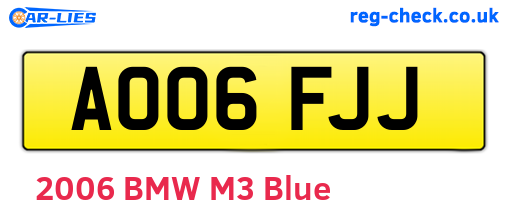 AO06FJJ are the vehicle registration plates.