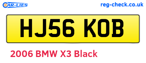 HJ56KOB are the vehicle registration plates.