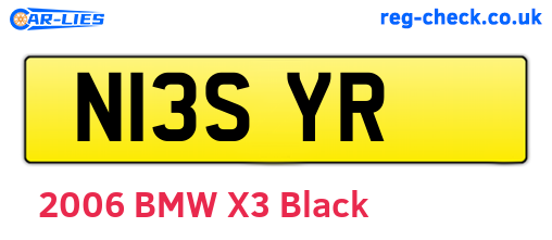 N13SYR are the vehicle registration plates.
