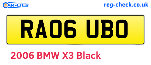 RA06UBO are the vehicle registration plates.
