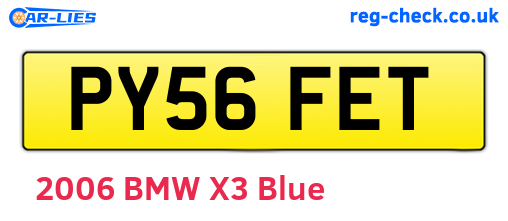 PY56FET are the vehicle registration plates.
