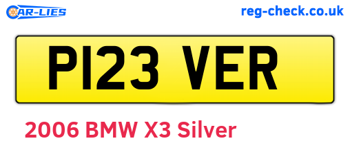 P123VER are the vehicle registration plates.