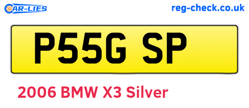 P55GSP are the vehicle registration plates.