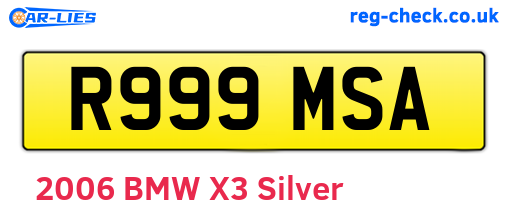 R999MSA are the vehicle registration plates.