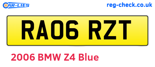 RA06RZT are the vehicle registration plates.