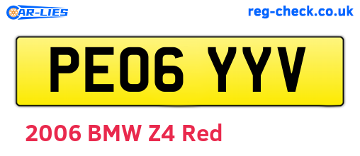 PE06YYV are the vehicle registration plates.