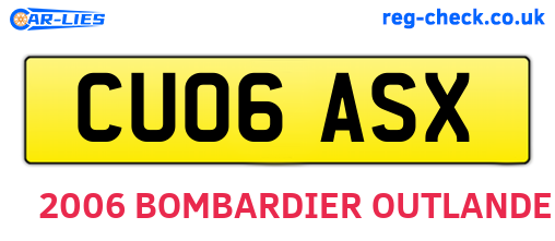 CU06ASX are the vehicle registration plates.
