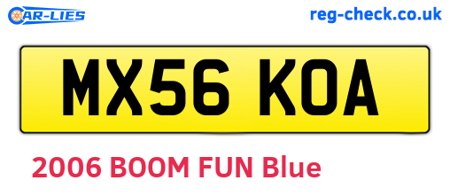 MX56KOA are the vehicle registration plates.