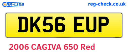 DK56EUP are the vehicle registration plates.