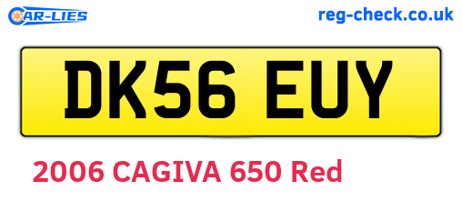 DK56EUY are the vehicle registration plates.