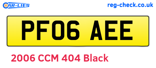 PF06AEE are the vehicle registration plates.