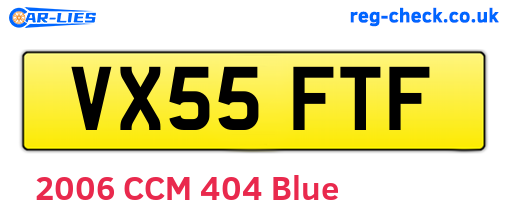 VX55FTF are the vehicle registration plates.