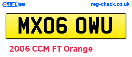 MX06OWU are the vehicle registration plates.