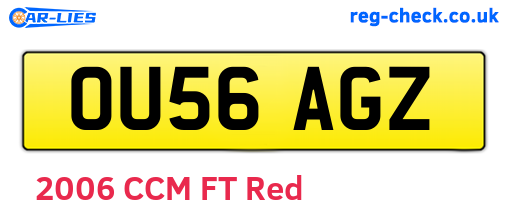 OU56AGZ are the vehicle registration plates.