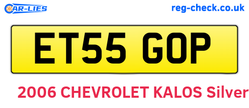 ET55GOP are the vehicle registration plates.
