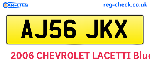 AJ56JKX are the vehicle registration plates.