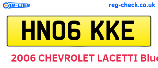 HN06KKE are the vehicle registration plates.