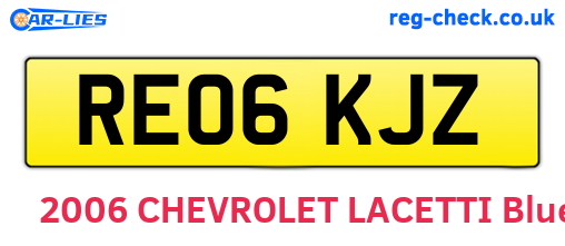 RE06KJZ are the vehicle registration plates.