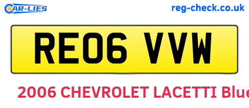 RE06VVW are the vehicle registration plates.