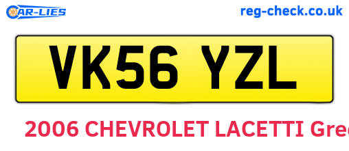 VK56YZL are the vehicle registration plates.
