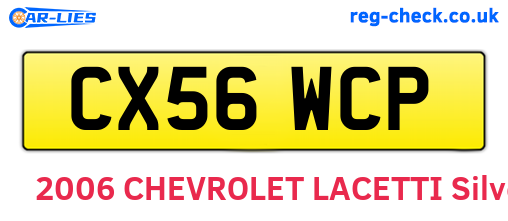 CX56WCP are the vehicle registration plates.