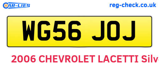 WG56JOJ are the vehicle registration plates.
