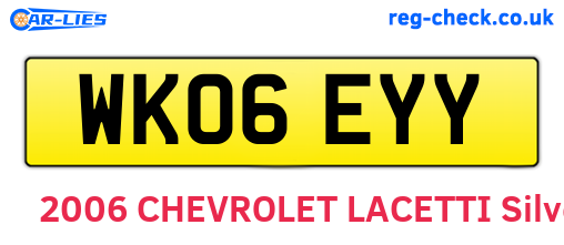 WK06EYY are the vehicle registration plates.