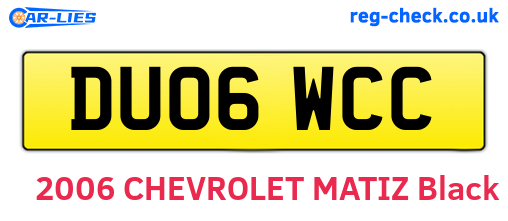 DU06WCC are the vehicle registration plates.