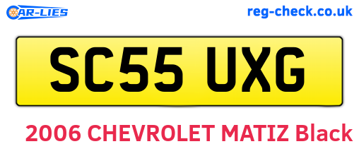 SC55UXG are the vehicle registration plates.