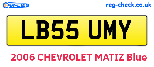 LB55UMY are the vehicle registration plates.