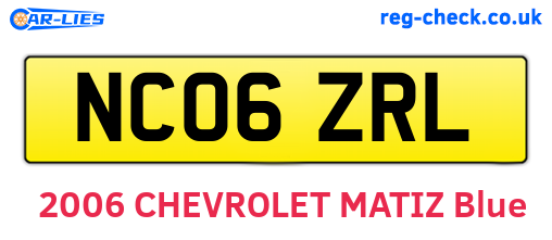 NC06ZRL are the vehicle registration plates.